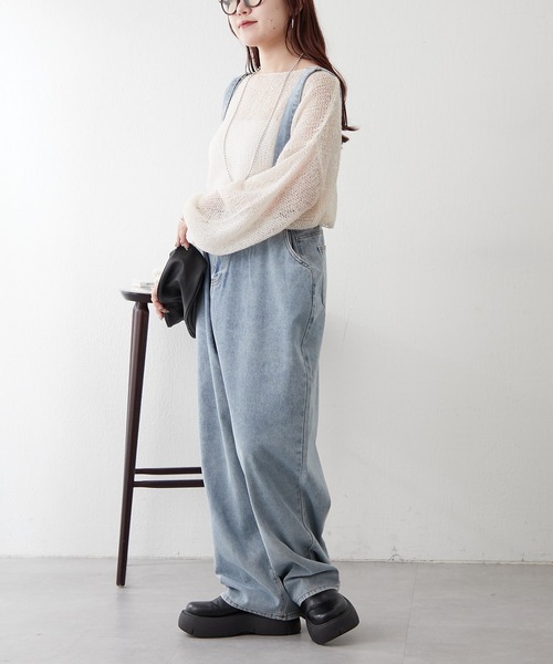 continuer de NICE CLAUP（コンティニューデナイスクラップ）の「サス付フックデニムパンツ（デニムパンツ・レディース・ブラック/ブルー・FREE）」の5枚目の写真