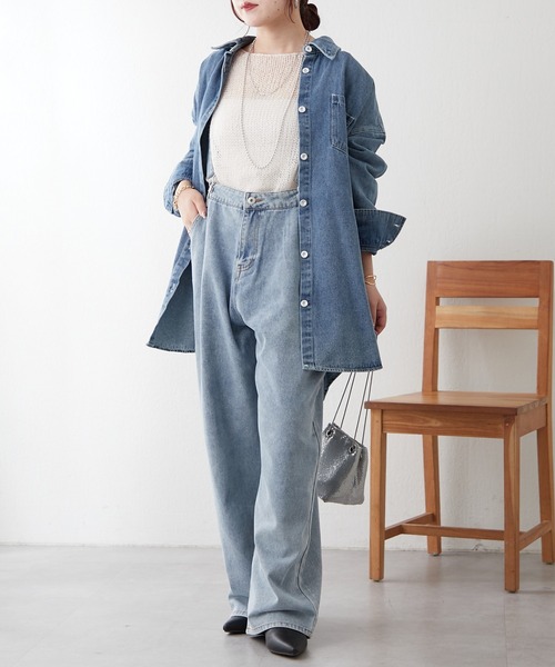 continuer de NICE CLAUP（コンティニューデナイスクラップ）の「サス付フックデニムパンツ（デニムパンツ・レディース・ブラック/ブルー・FREE）」の8枚目の写真