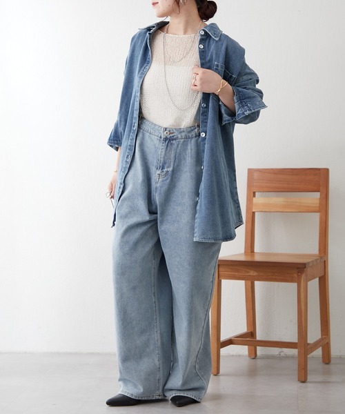 continuer de NICE CLAUP（コンティニューデナイスクラップ）の「サス付フックデニムパンツ（デニムパンツ・レディース・ブラック/ブルー・FREE）」の9枚目の写真