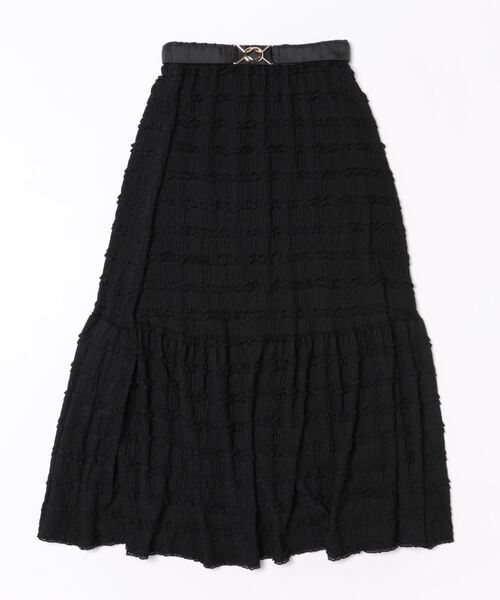 REDYAZEL(レディアゼル)の「ベルトつきボーダーフリルスカート(スカート・レディース・ブラック/オフホワイト・SMALL/MEDIUM)」の16枚目の写真