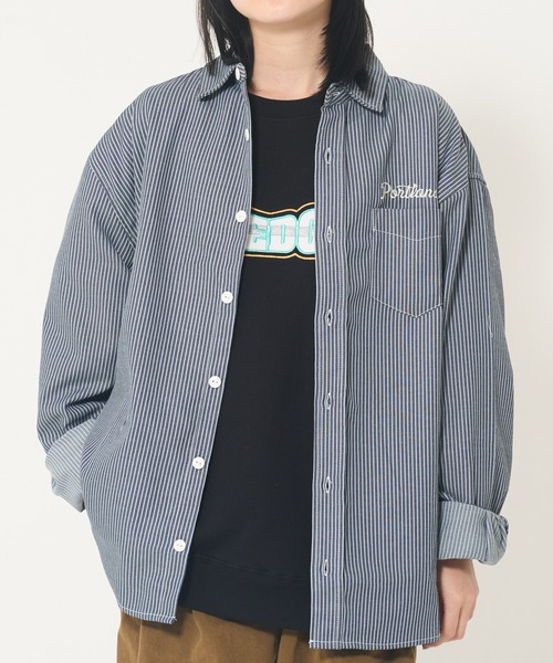 CORISCO（コリスコ）の「ヒッコリーシシュウシャツ(M1)（シャツ/ブラウス・メンズ・ブラック/ネイビー・MEDIUM/LARGE/X-LARGE）」の2枚目の写真