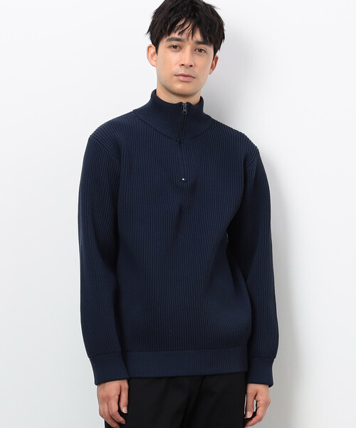 COMME CA ISM(コムサイズム)の「両畦編み ハーフジップ プルオーバーニット(ニット/セーター・メンズ・オフホワイト/ブラック/ネイビー・MEDIUM/LARGE)」の1枚目の写真
