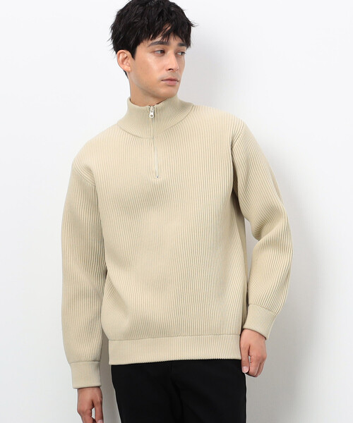 COMME CA ISM(コムサイズム)の「両畦編み ハーフジップ プルオーバーニット(ニット/セーター・メンズ・オフホワイト/ブラック/ネイビー・MEDIUM/LARGE)」の2枚目の写真