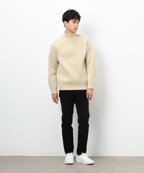 COMME CA ISM(コムサイズム)の「両畦編み ハーフジップ プルオーバーニット(ニット/セーター・メンズ・オフホワイト/ブラック/ネイビー・MEDIUM/LARGE)」の4枚目の写真