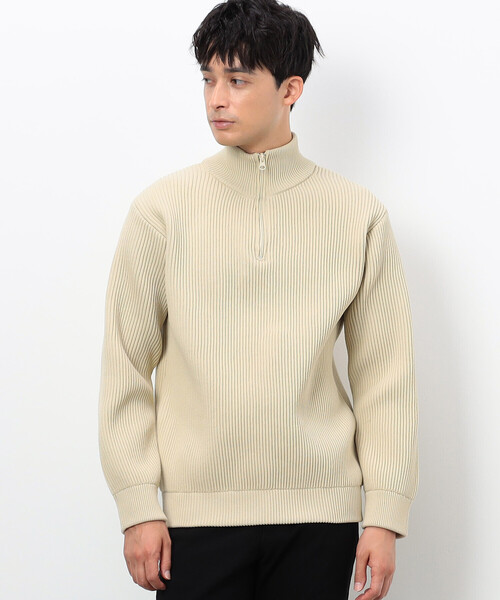 COMME CA ISM(コムサイズム)の「両畦編み ハーフジップ プルオーバーニット(ニット/セーター・メンズ・オフホワイト/ブラック/ネイビー・MEDIUM/LARGE)」の5枚目の写真