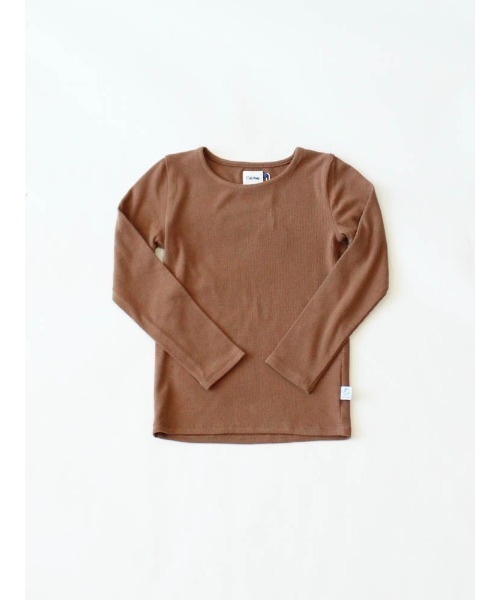 Catchup(ケチャップ)の「【Catchup】ソフトタッチリブプルオーバー(Tシャツ/カットソー・キッズ・オフホワイト/ブラック/ダークブラウン/イエロー/ネイビー/パープル・90㎝/100㎝/110㎝/120㎝/130㎝/100cm/110cm/120cm/130cm)」の3枚目の写真