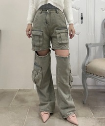 ワイドレッグカーゴデニムパンツ