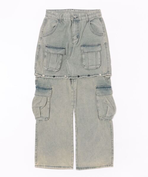 MORE self LOVE(モアセルフラブ)の「ワイドレッグカーゴデニムパンツ(デニムパンツ・レディース・ブルー・SMALL/MEDIUM/LARGE)」の21枚目の写真