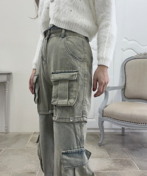 MORE self LOVE(モアセルフラブ)の「ワイドレッグカーゴデニムパンツ(デニムパンツ・レディース・ブルー・SMALL/MEDIUM/LARGE)」の10枚目の写真