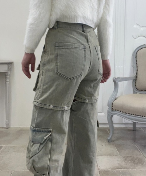 MORE self LOVE(モアセルフラブ)の「ワイドレッグカーゴデニムパンツ(デニムパンツ・レディース・ブルー・SMALL/MEDIUM/LARGE)」の11枚目の写真
