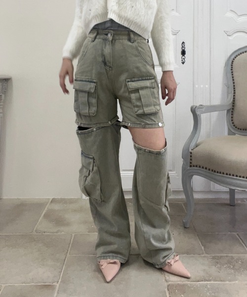 MORE self LOVE(モアセルフラブ)の「ワイドレッグカーゴデニムパンツ(デニムパンツ・レディース・ブルー・SMALL/MEDIUM/LARGE)」の12枚目の写真