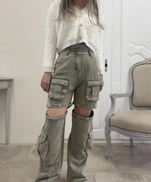 MORE self LOVE(モアセルフラブ)の「ワイドレッグカーゴデニムパンツ(デニムパンツ・レディース・ブルー・SMALL/MEDIUM/LARGE)」の13枚目の写真