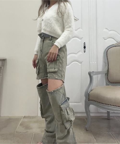 MORE self LOVE(モアセルフラブ)の「ワイドレッグカーゴデニムパンツ(デニムパンツ・レディース・ブルー・SMALL/MEDIUM/LARGE)」の14枚目の写真