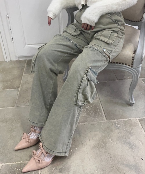 MORE self LOVE(モアセルフラブ)の「ワイドレッグカーゴデニムパンツ(デニムパンツ・レディース・ブルー・SMALL/MEDIUM/LARGE)」の15枚目の写真