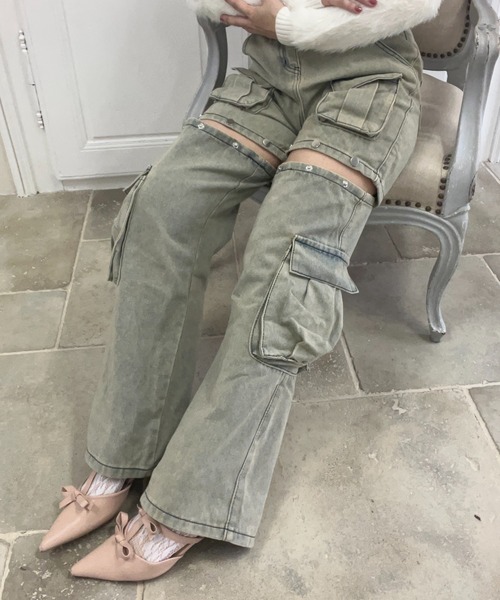 MORE self LOVE(モアセルフラブ)の「ワイドレッグカーゴデニムパンツ(デニムパンツ・レディース・ブルー・SMALL/MEDIUM/LARGE)」の16枚目の写真