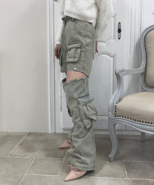 MORE self LOVE(モアセルフラブ)の「ワイドレッグカーゴデニムパンツ(デニムパンツ・レディース・ブルー・SMALL/MEDIUM/LARGE)」の17枚目の写真