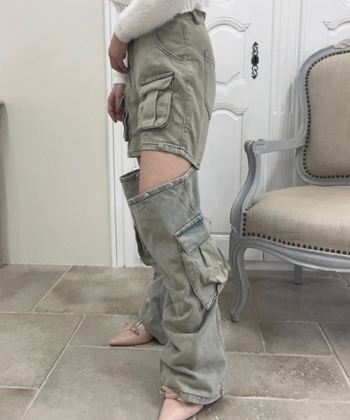 MORE self LOVE(モアセルフラブ)の「ワイドレッグカーゴデニムパンツ(デニムパンツ・レディース・ブルー・SMALL/MEDIUM/LARGE)」の18枚目の写真