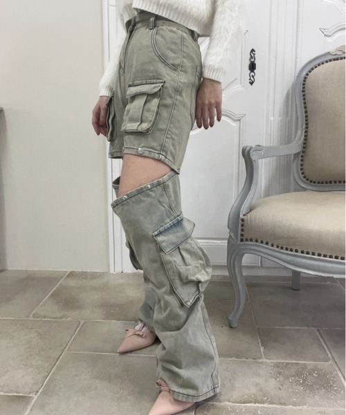 MORE self LOVE(モアセルフラブ)の「ワイドレッグカーゴデニムパンツ(デニムパンツ・レディース・ブルー・SMALL/MEDIUM/LARGE)」の19枚目の写真