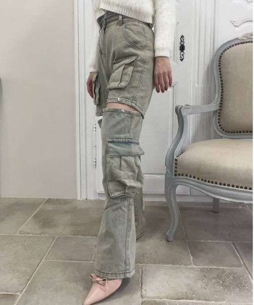 MORE self LOVE(モアセルフラブ)の「ワイドレッグカーゴデニムパンツ(デニムパンツ・レディース・ブルー・SMALL/MEDIUM/LARGE)」の20枚目の写真