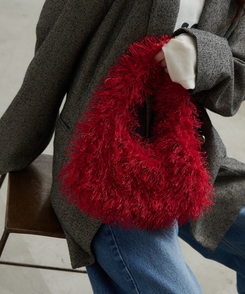 CIAOPANIC TYPY（チャオパニックティピー）の「ワンハンドルフリンジボアBAG（トートバッグ・レディース・グレー/レッド/オフホワイト/ベージュ・ONE SIZE）」の4枚目の写真