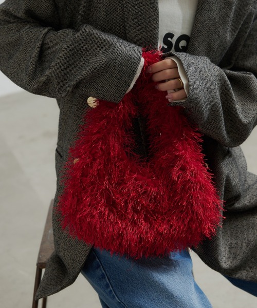 CIAOPANIC TYPY（チャオパニックティピー）の「ワンハンドルフリンジボアBAG（トートバッグ・レディース・グレー/レッド/オフホワイト/ベージュ・ONE SIZE）」の14枚目の写真