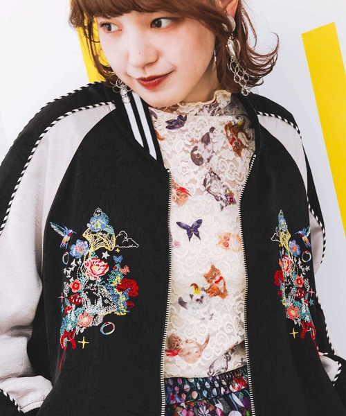 ScoLar（スカラー）の「143652：4柄展開ストレッチレース インナーロングスリーブTシャツ（Tシャツ/カットソー・レディース・グリーン/パープル/ブラック/オフホワイト・M）」の2枚目の写真