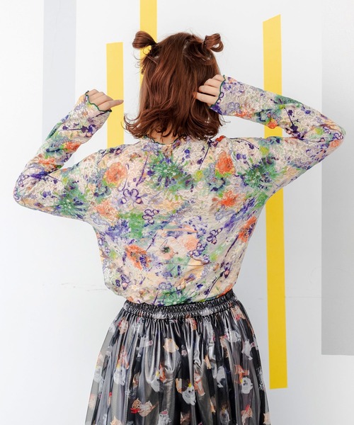 ScoLar（スカラー）の「143652：4柄展開ストレッチレース インナーロングスリーブTシャツ（Tシャツ/カットソー・レディース・グリーン/パープル/ブラック/オフホワイト・M）」の11枚目の写真