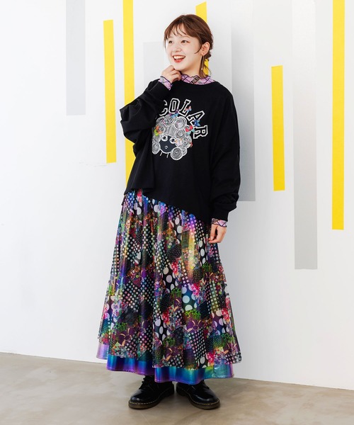 ScoLar（スカラー）の「143652：4柄展開ストレッチレース インナーロングスリーブTシャツ（Tシャツ/カットソー・レディース・グリーン/パープル/ブラック/オフホワイト・M）」の16枚目の写真