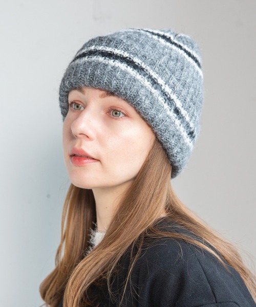 14+(イチヨンプラス)の「モヘア ニットビーニー / Mohair Ski Knit Beanie(ニットキャップ/ビーニー・レディース・グリーン/ブラック/ブルー/ピンク/グレー・FREE)」の3枚目の写真