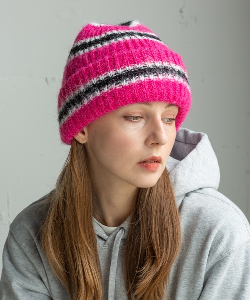 14+(イチヨンプラス)の「モヘア ニットビーニー / Mohair Ski Knit Beanie(ニットキャップ/ビーニー・レディース・グリーン/ブラック/ブルー/ピンク/グレー・FREE)」の5枚目の写真