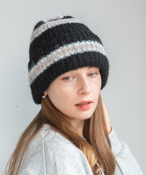 14+(イチヨンプラス)の「モヘア ニットビーニー / Mohair Ski Knit Beanie(ニットキャップ/ビーニー・レディース・グリーン/ブラック/ブルー/ピンク/グレー・FREE)」の2枚目の写真