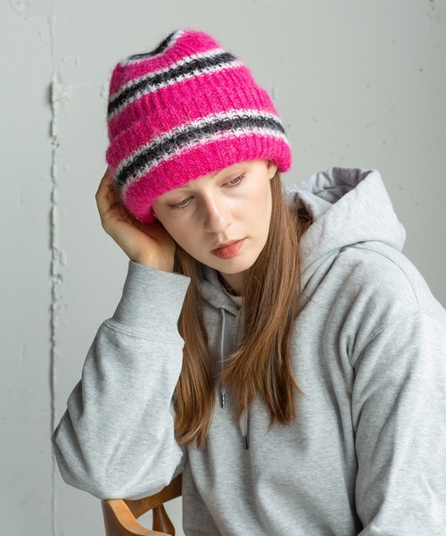 14+(イチヨンプラス)の「モヘア ニットビーニー / Mohair Ski Knit Beanie(ニットキャップ/ビーニー・レディース・グリーン/ブラック/ブルー/ピンク/グレー・FREE)」の15枚目の写真