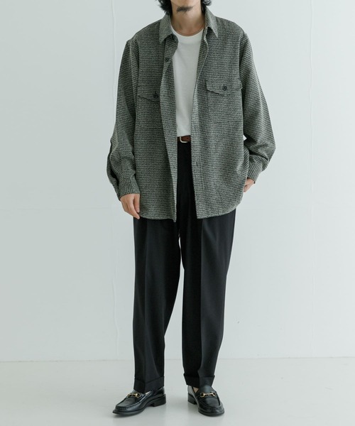 URBAN RESEARCH（アーバンリサーチ）の「TECH BOUCLE CPO SHIRTS（シャツ/ブラウス・メンズ・ブラック/ネイビー/ホワイト系その他・MEDIUM/LARGE）」の7枚目の写真