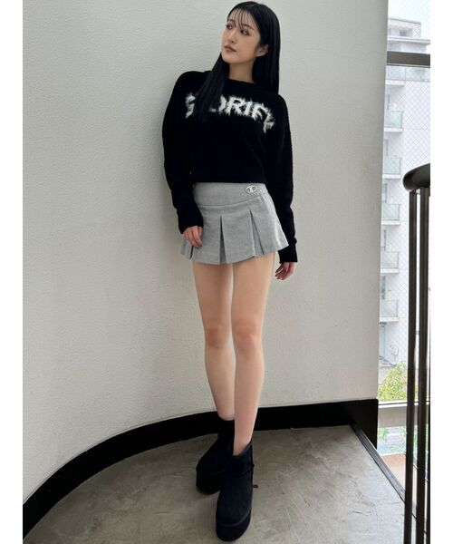 GYDA（ジェイダ）の「ボックスプリーツスカートライクショートパンツ（スカート・レディース・グレー/ブラック・FREE）」の8枚目の写真