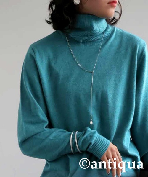 antiqua(アンティカ)の「カシミヤタッチタートルネックニット(ニット/セーター・レディース・ターコイズブルー/ナチュラル/杢グレー/ブラック/ベージュ系その他/グリーン/レッド・P/R)」の6枚目の写真