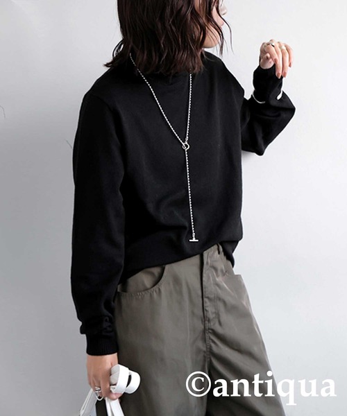 antiqua(アンティカ)の「カシミヤタッチタートルネックニット(ニット/セーター・レディース・ターコイズブルー/ナチュラル/杢グレー/ブラック/ベージュ系その他/グリーン/レッド・P/R)」の9枚目の写真