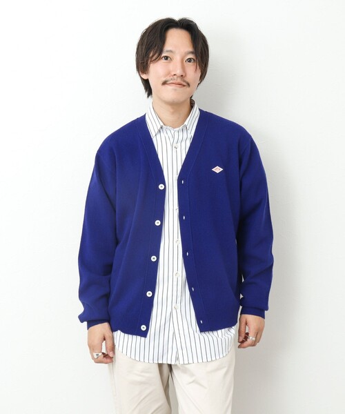 新品　カーディガン　DANTON ダントン　36 ウール100 XL相当　ブルー 新品 カーディガン DANTON ダントン 36 ウール100 XL相当 ブルー