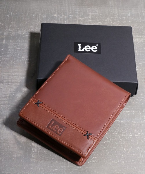 Lee（リー）の「Lee/リー レザー ステッチ クロスワックスコード 2つ折りウォレット 二つ折り財布（財布・メンズ・ダークブラウン/ブラウン/ブラック・FREE）」の3枚目の写真