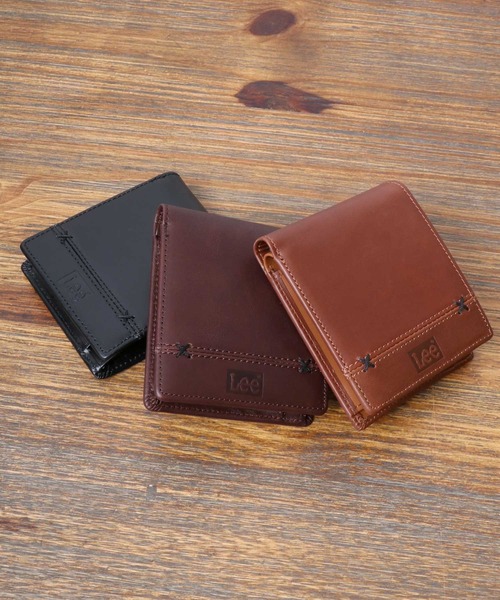 Lee（リー）の「Lee/リー レザー ステッチ クロスワックスコード 2つ折りウォレット 二つ折り財布（財布・メンズ・ダークブラウン/ブラウン/ブラック・FREE）」の18枚目の写真