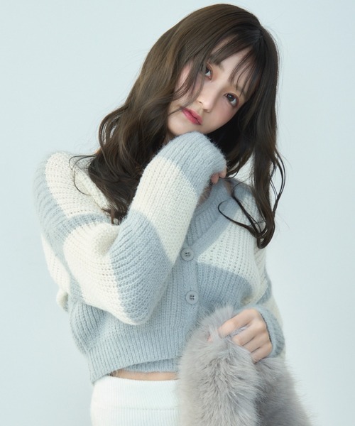 TITTY&CO.（ティティーアンドコー）の「モヘアタッチニットアンサンブル（アンサンブル・レディース・ベージュ/ブラック/グレー・FREE）」の6枚目の写真