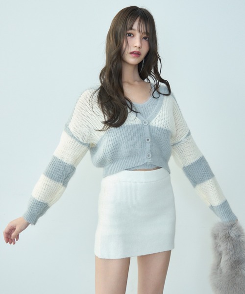 TITTY&CO.（ティティーアンドコー）の「モヘアタッチニットアンサンブル（アンサンブル・レディース・ベージュ/ブラック/グレー・FREE）」の9枚目の写真