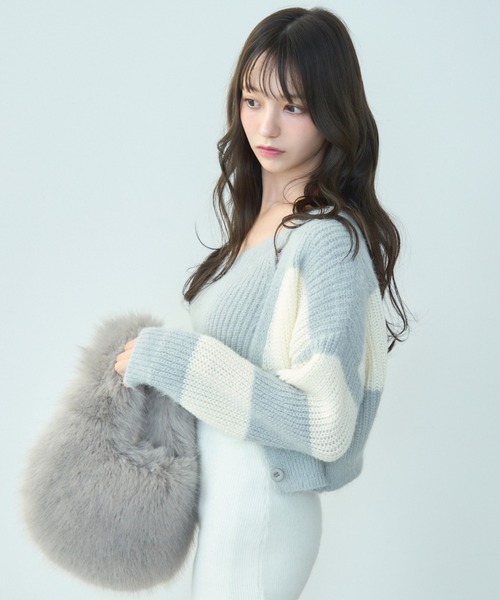 TITTY&CO.（ティティーアンドコー）の「モヘアタッチニットアンサンブル（アンサンブル・レディース・ベージュ/ブラック/グレー・FREE）」の7枚目の写真