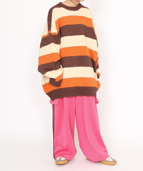 PUNYUS（プニュズ）の「マルチボーダーオーバーニット（ニット/セーター・レディース・ブルー/グレー/ブラウン・3/4/1/2）」の17枚目の写真