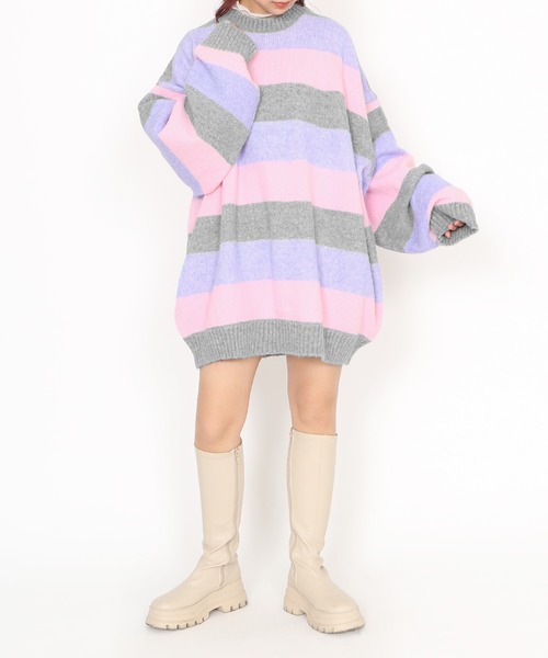 PUNYUS（プニュズ）の「マルチボーダーオーバーニット（ニット/セーター・レディース・ブルー/グレー/ブラウン・3/4/1/2）」の14枚目の写真