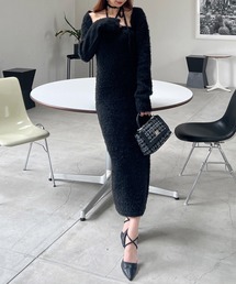 ラメシャギーボレロ付ベアワンピース