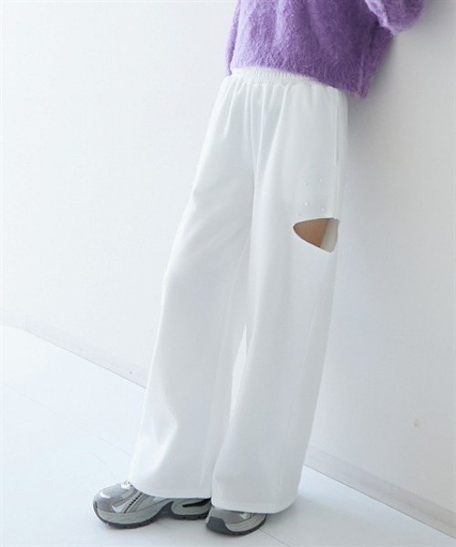 nissen(ニッセン)の「【販売終了】サイドカット裏毛スウェットワイドパンツ(スウェットパンツ・レディース・ブラック/オフホワイト/杢グレー・M/L)」の16枚目の写真