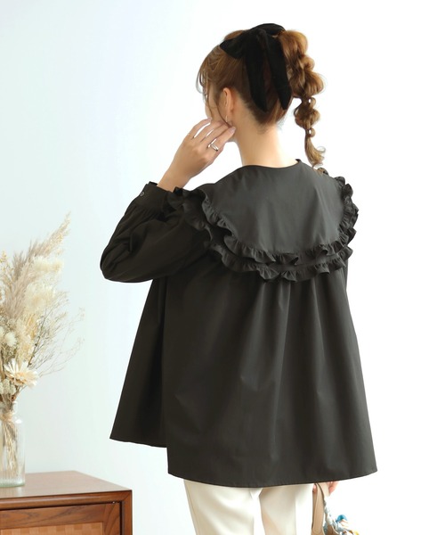 unminou ダブルフリルカラーブラウス　ブラック unminou ダブルフリルカラーブラウス ブラック