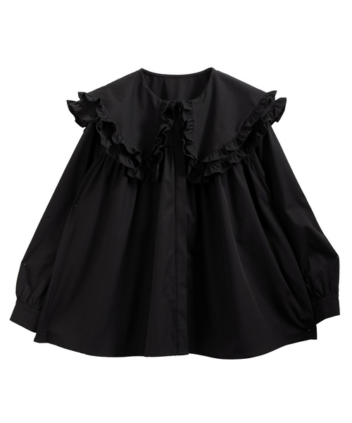 unminou ダブルフリルカラーブラウス　ブラック unminou ダブルフリルカラーブラウス ブラック