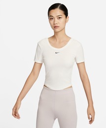 ナイキ スポーツウェア チル ニット ウィメンズ タイト スクープバック ショートスリーブ ミニリブ トップ / Nike Sportswear Chill Knit Women's Tight Scoop-Back Short-Sleeve Mini-Rib Top FN3665-133 Sail