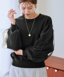 袖チュールニット